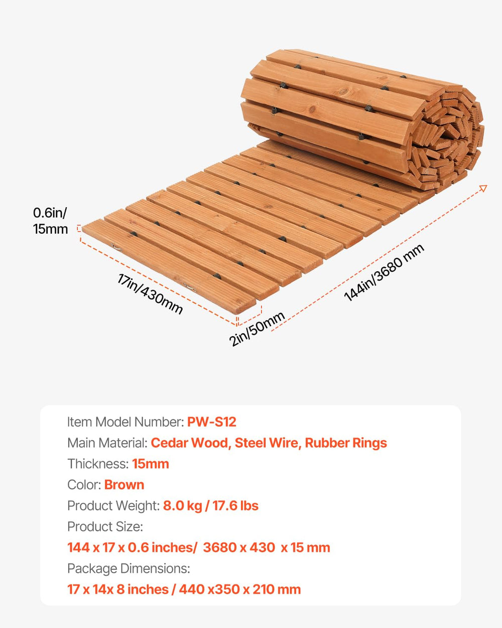 VEVOR high-density rubber backing underside providing non-slip stability