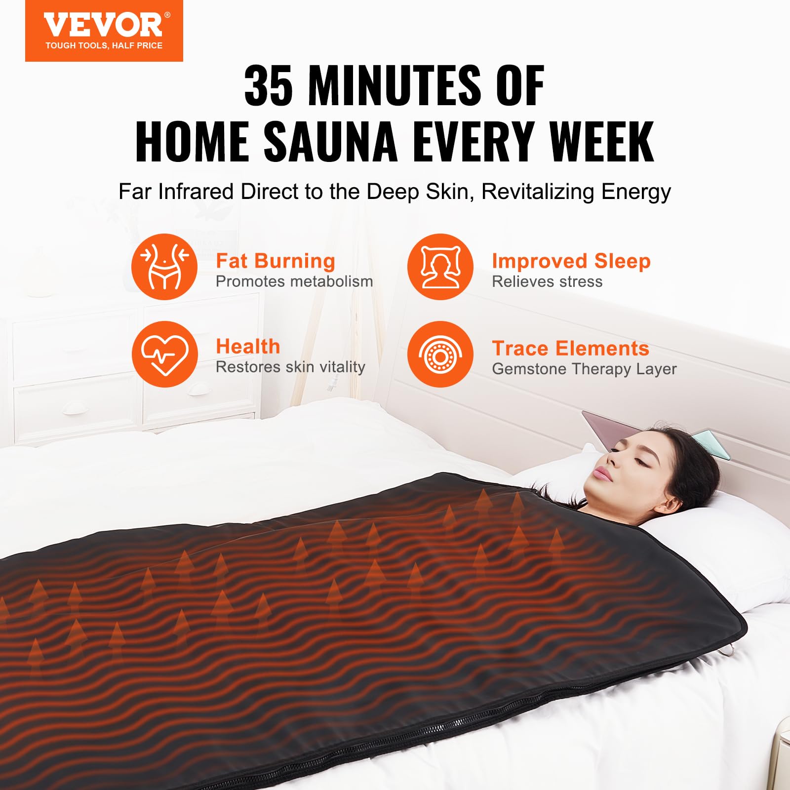 VEVOR sauna blanket folded in dust-proof bag for travel benefit: easy transport