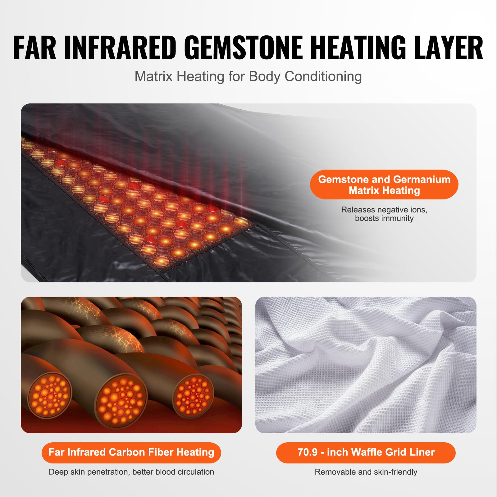 VEVOR therapy stones embedded close-up benefit: even warmth distribution