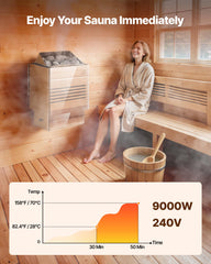 VEVOR sauna heater close-up of stone chamber showing ample capacity for steady heat