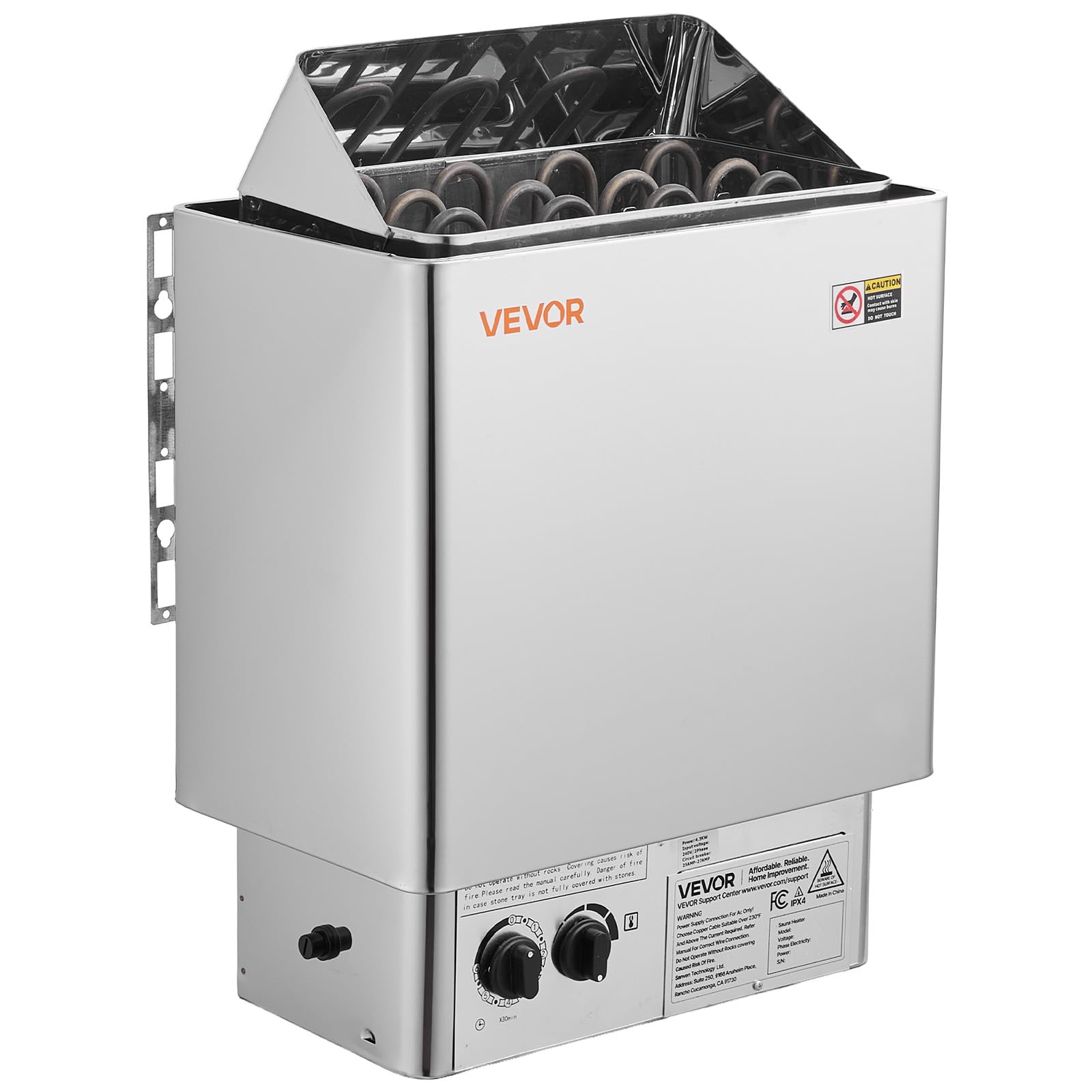 VEVOR front view of sauna heater showing compact, wall-mount benefits