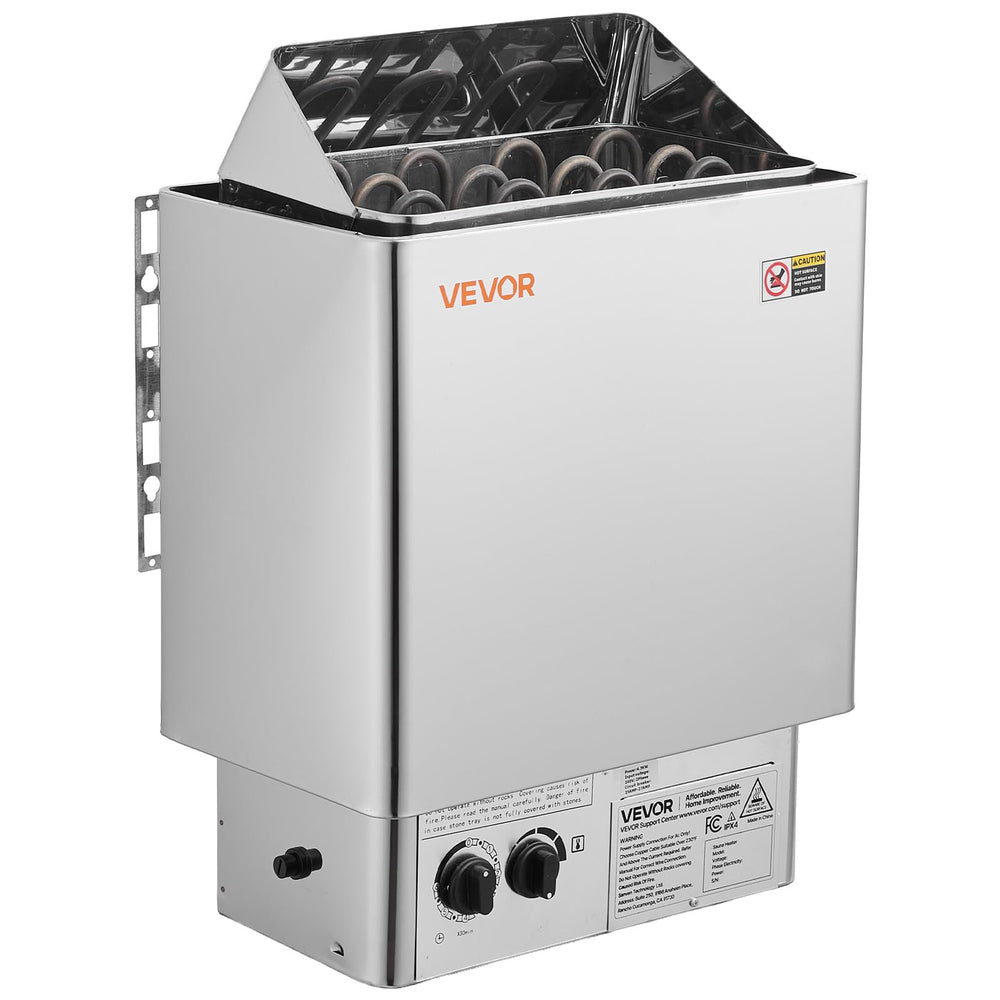 VEVOR front view of sauna heater showing compact, wall-mount benefits