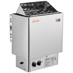 VEVOR front view of sauna heater showing compact, wall-mount benefits