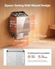VEVOR sauna heater side bracket showing pre-drilled mount for easy installation