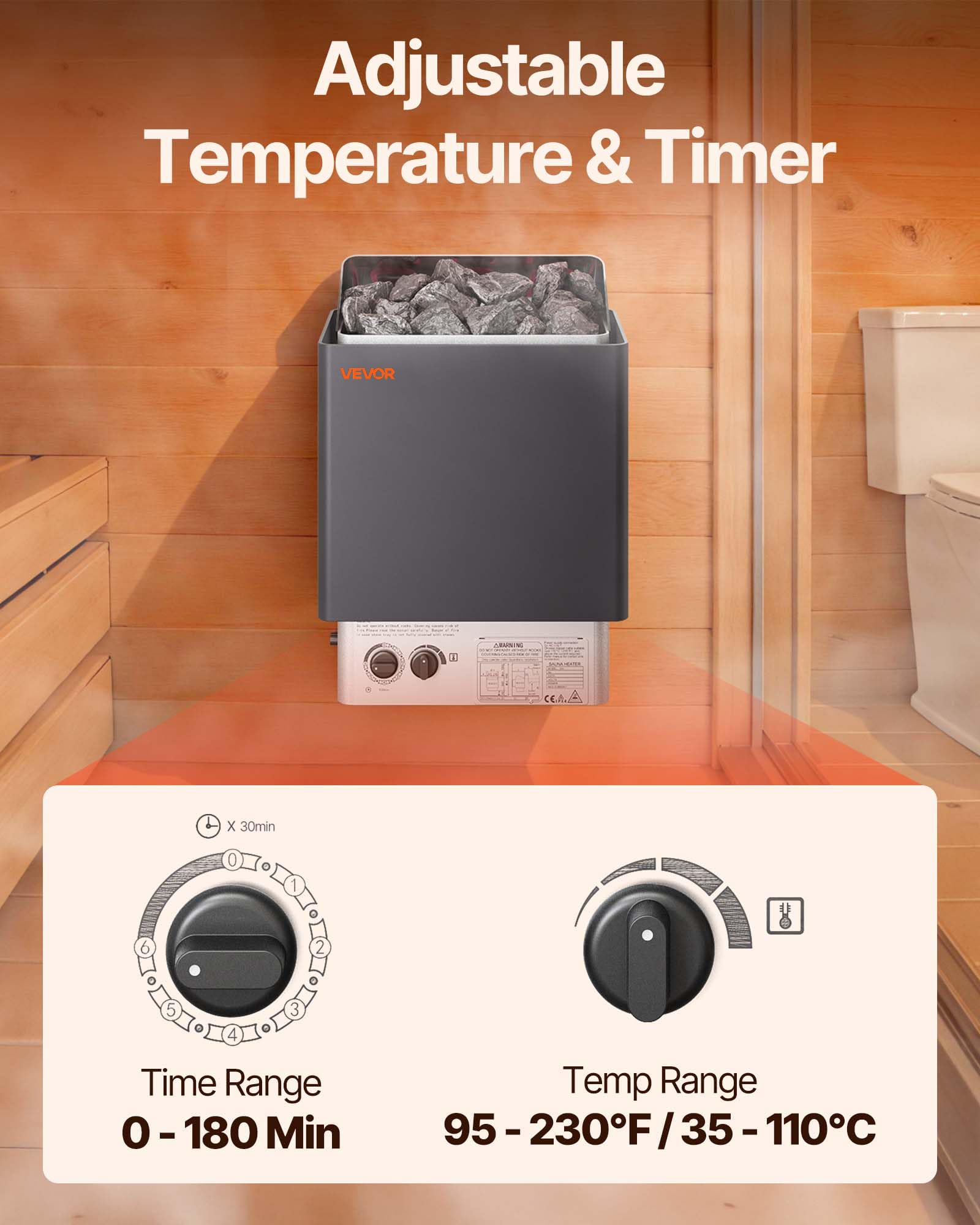 VEVOR heater stone chamber open highlights 15kg capacity for steady heat
