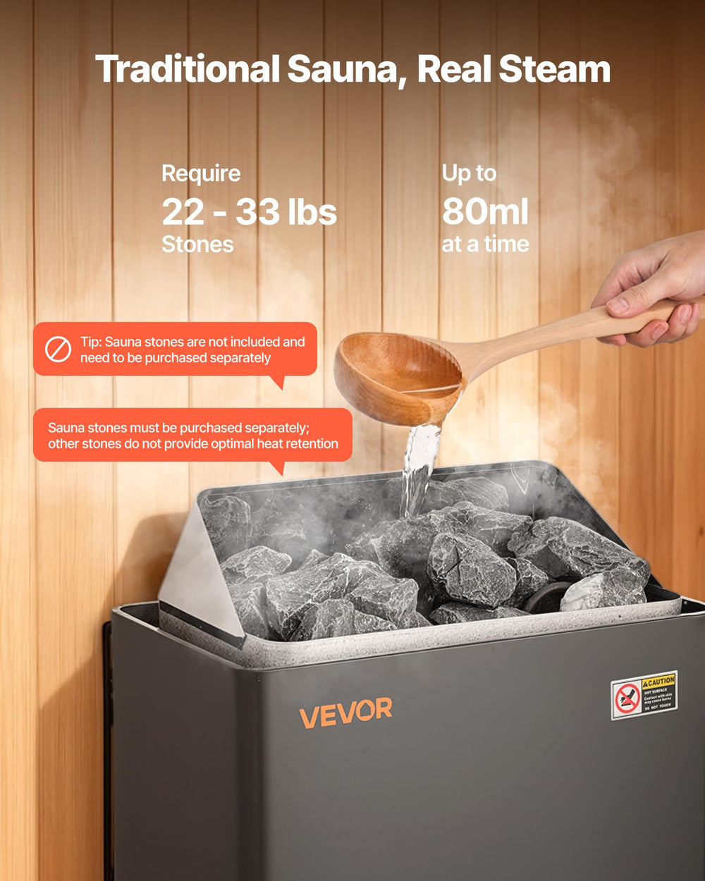 VEVOR heater installed on sauna wall illustrating secure mounting and airflow