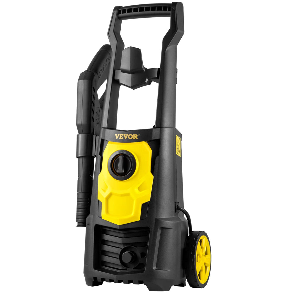 VEVOR pressure washer beside a car to show size and practical cleaning scale