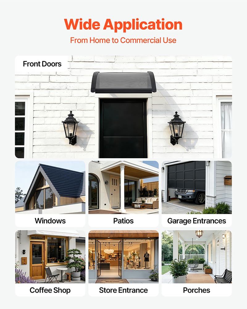 VEVOR awning next to door frame showing compact 24x24 scale