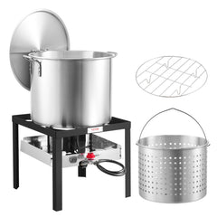 VEVOR front view of full seafood boil kit showing complete setup and capacity benefit