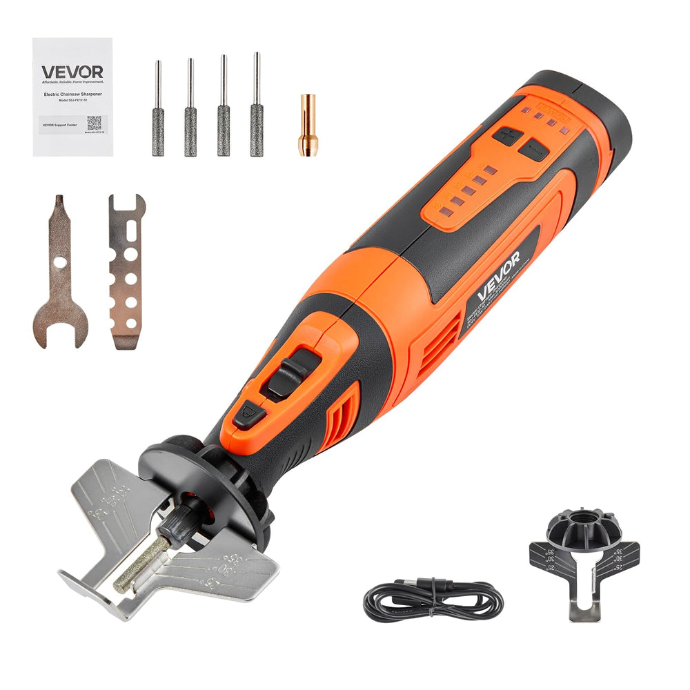 VEVOR front view of cordless sharpener showing compact design and portability
