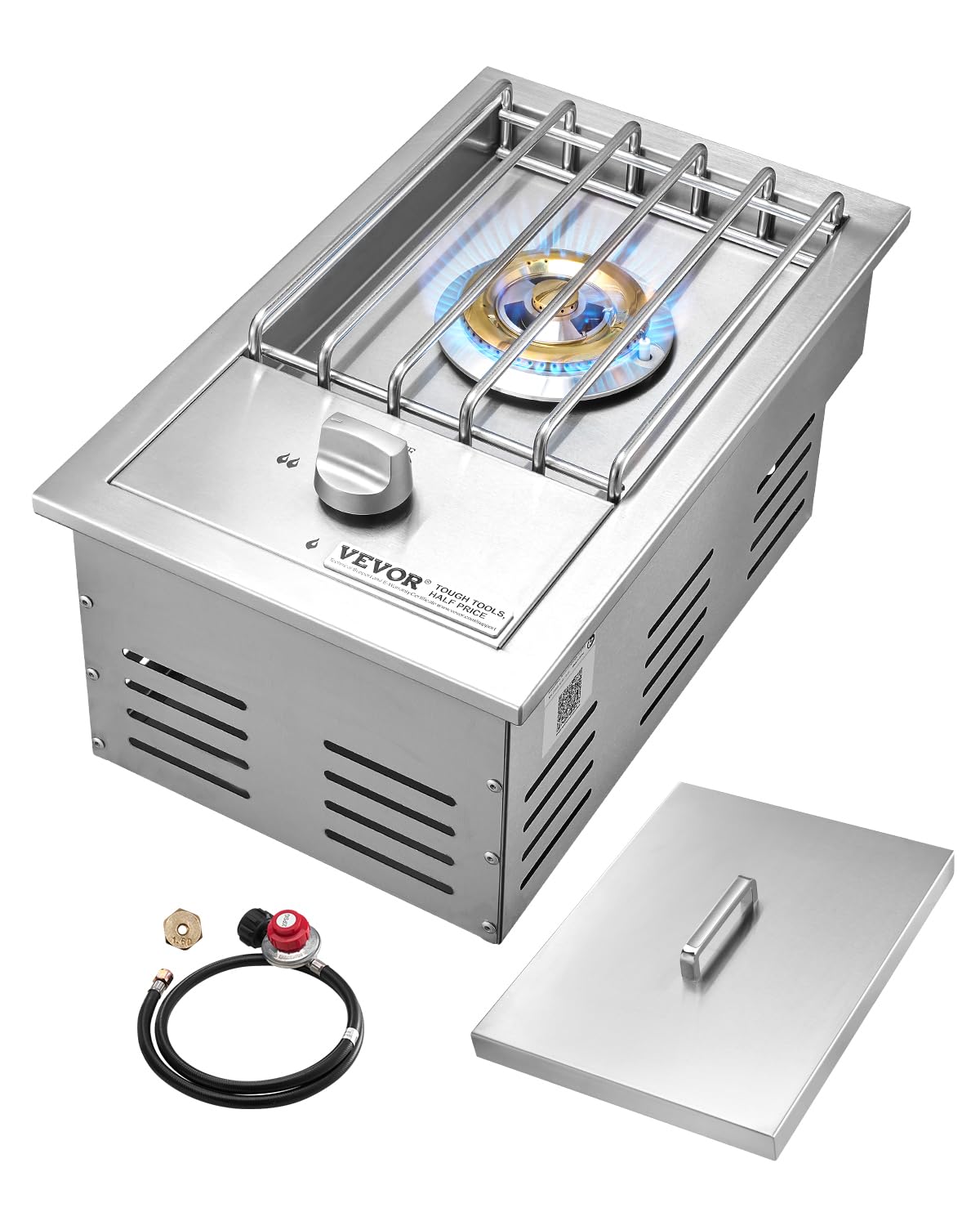 VEVOR front view of side burner showing built-in design and compact layout benefit