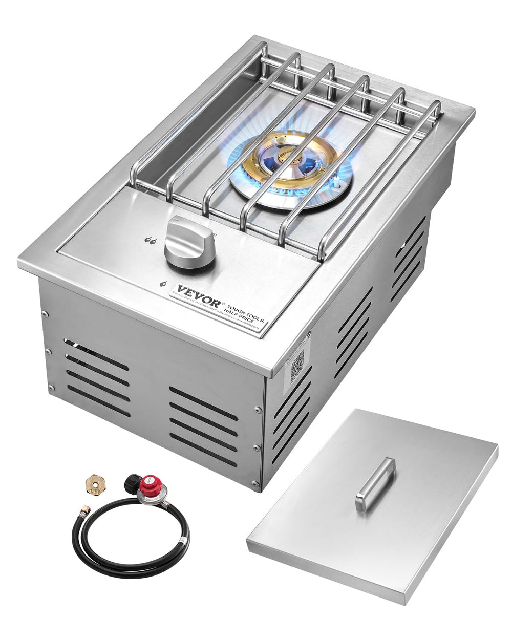 VEVOR front view of side burner showing built-in design and compact layout benefit