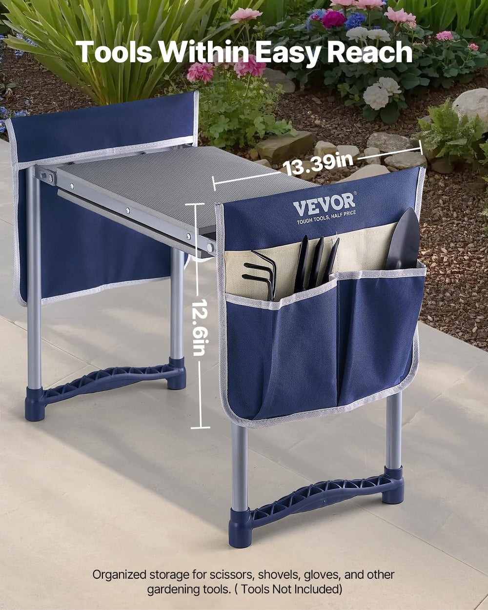 VEVOR side handle and powder-coated steel frame detail for secure standing support