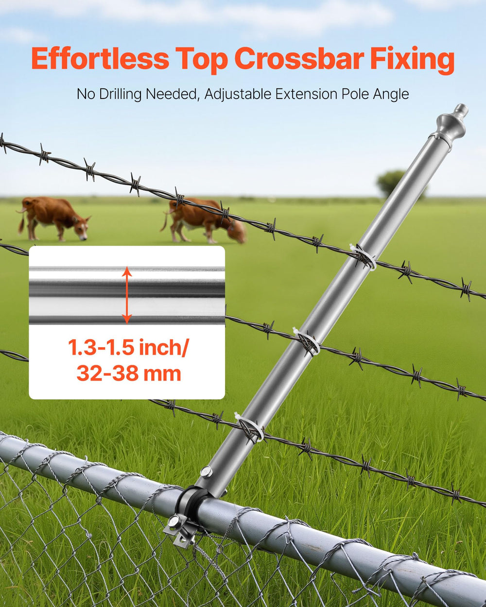 VEVOR side profile with barbed wire arm mounted for added perimeter deterrent