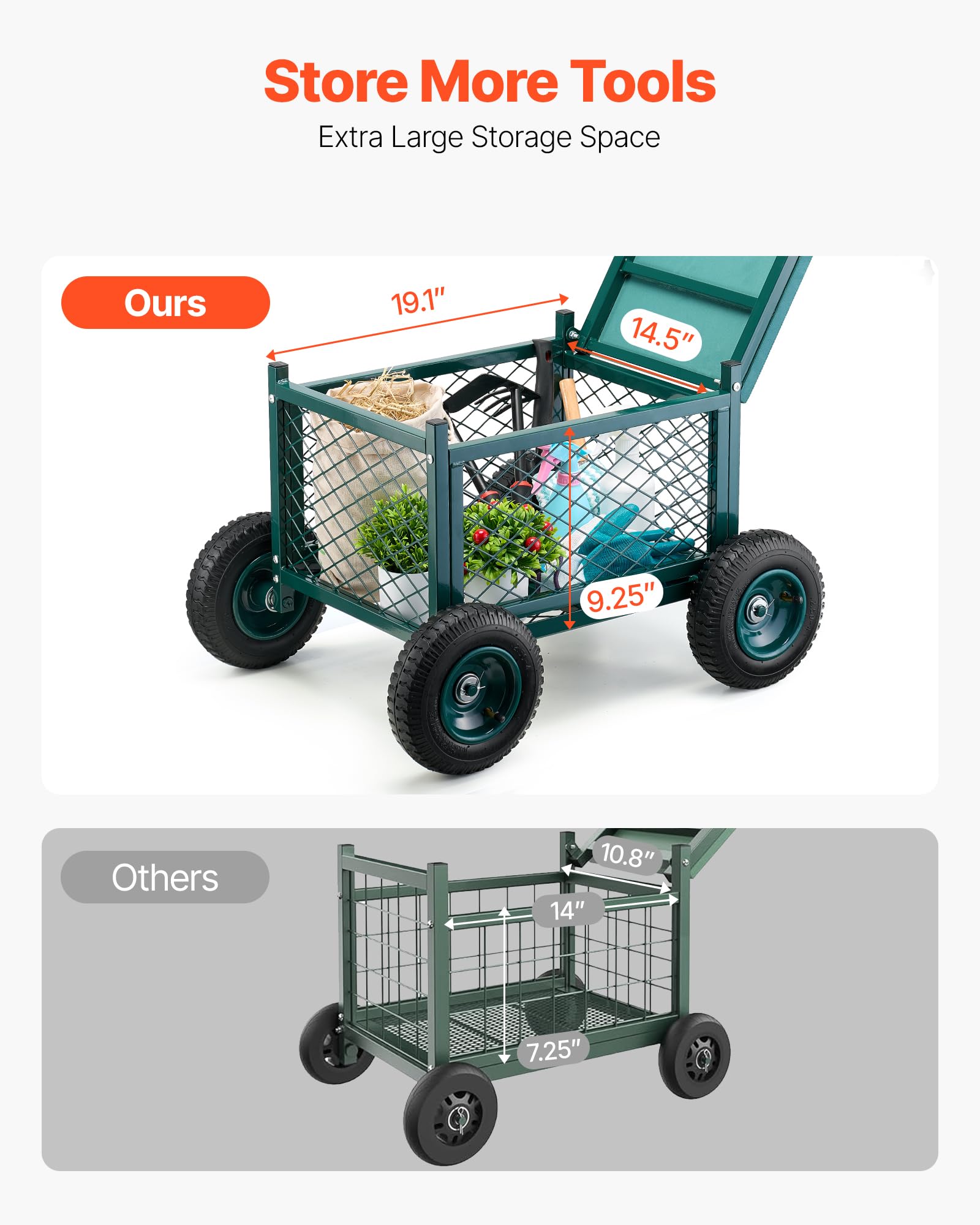 VEVOR side profile with extended handle demonstrating easy upright pulling