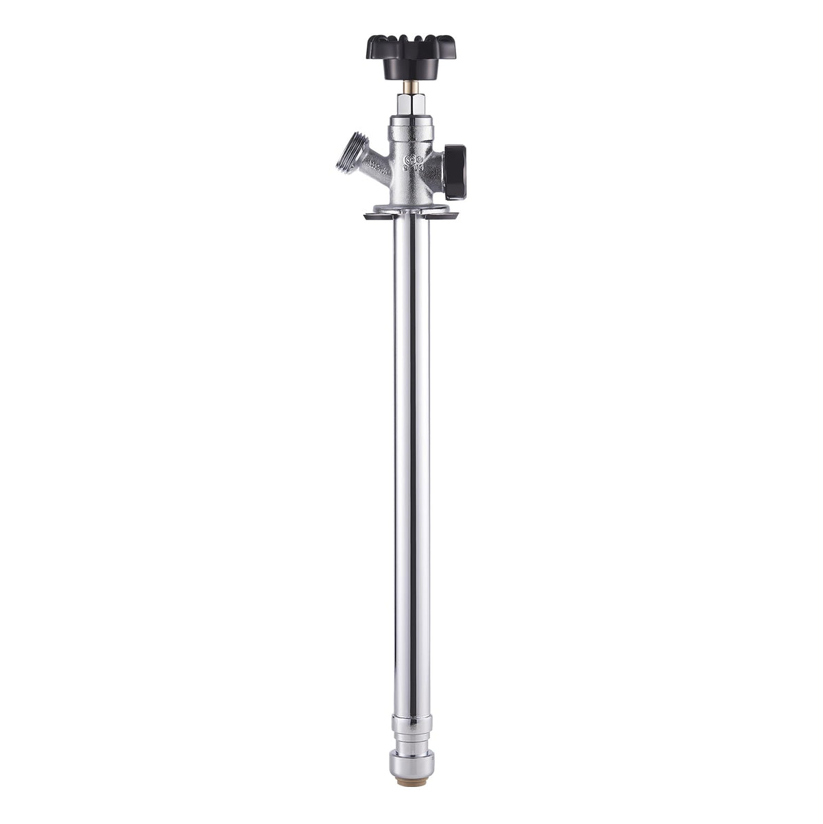 VEVOR front view of 12-inch frost-free sillcock showing valve and handle, durable outdoor water access
