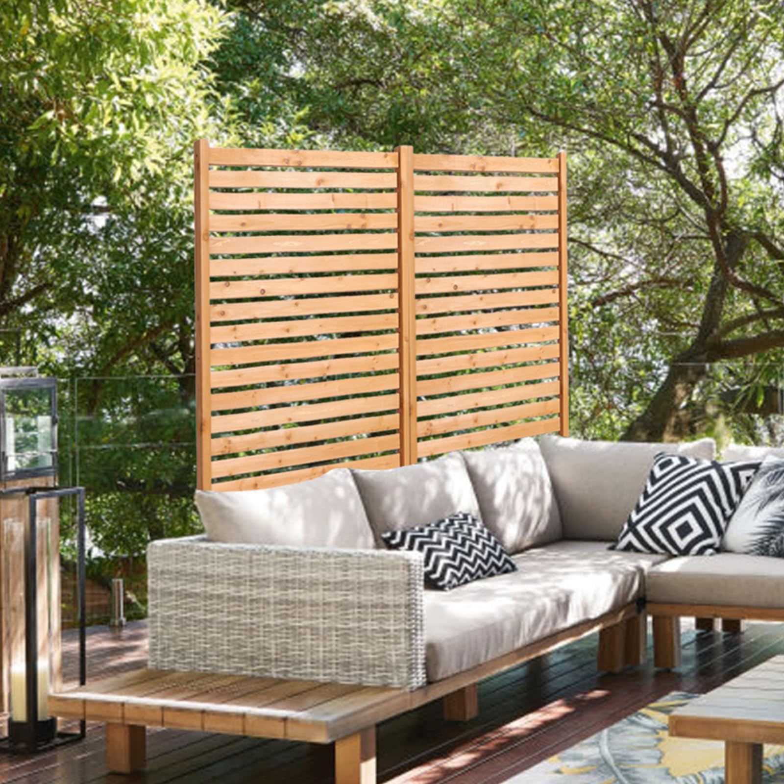 VEVOR screen next to chair showing scale and 36 by 73 inch size