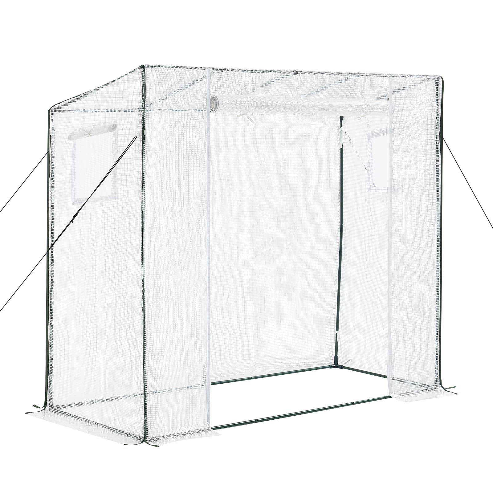 VEVOR greenhouse next to gardener showing size and ergonomic access