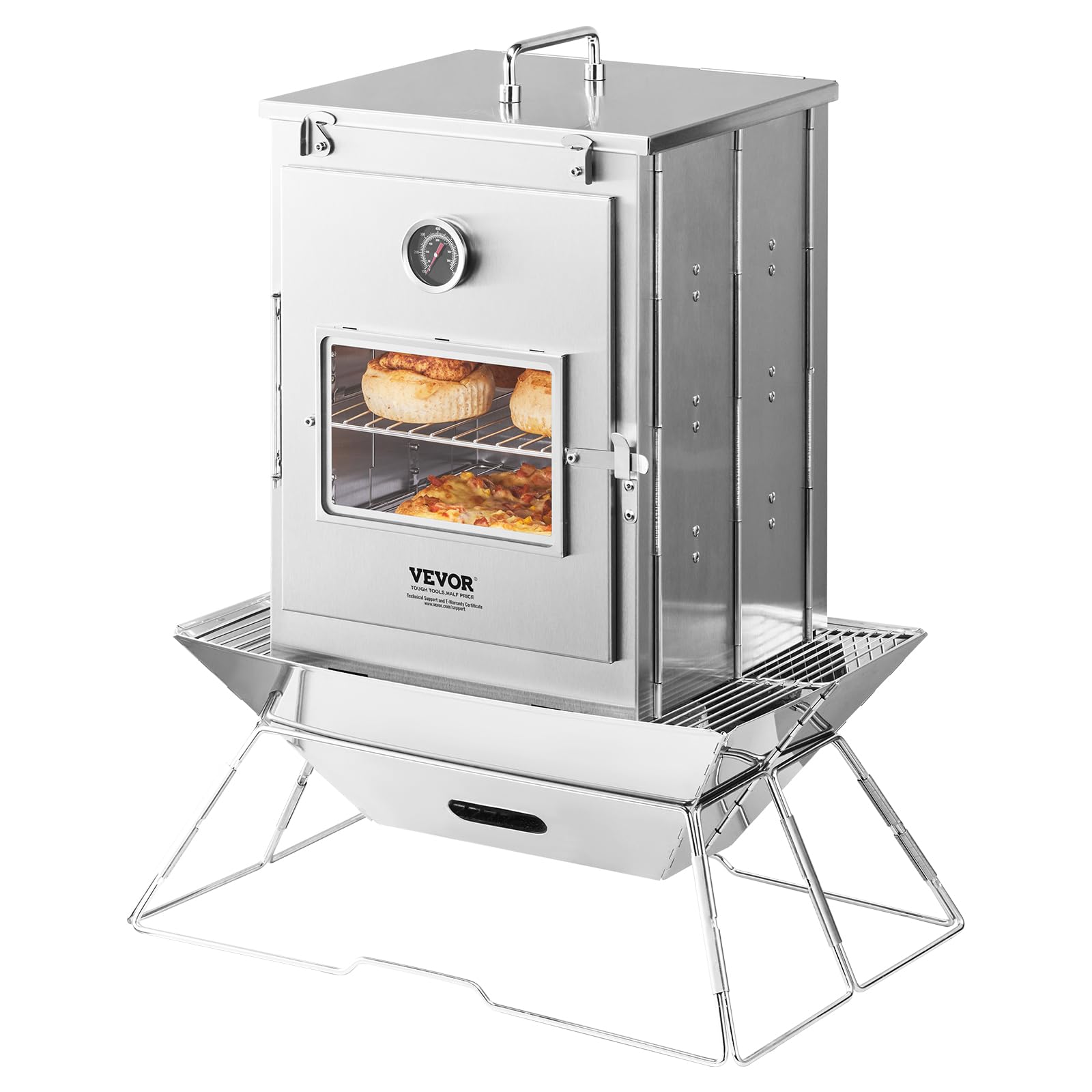VEVOR oven next to common objects to show size and packing convenience
