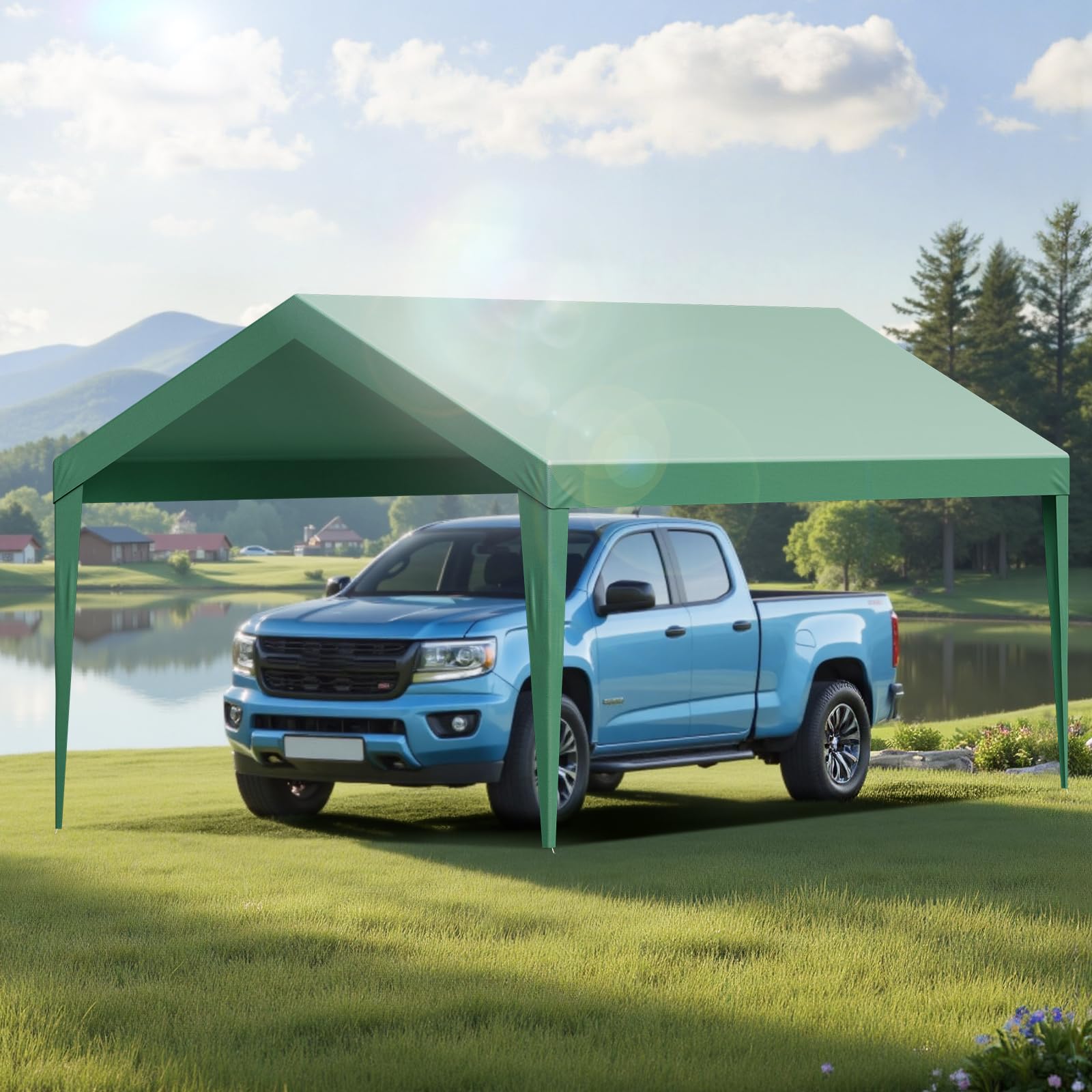 VEVOR canopy size comparison with car to show 10x20 scale coverage