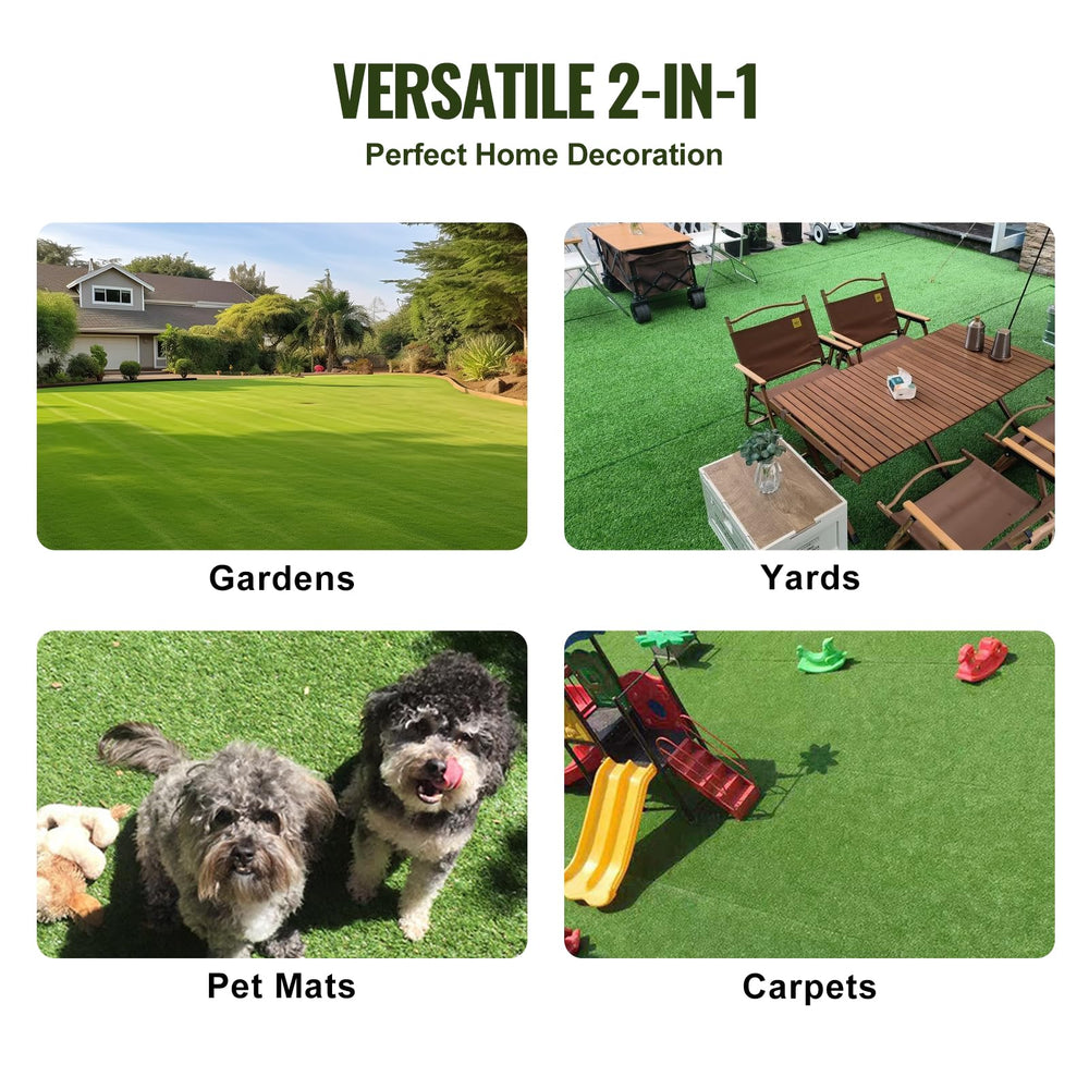 VEVOR turf next to ruler showing 4x6 ft scale for planning and fit