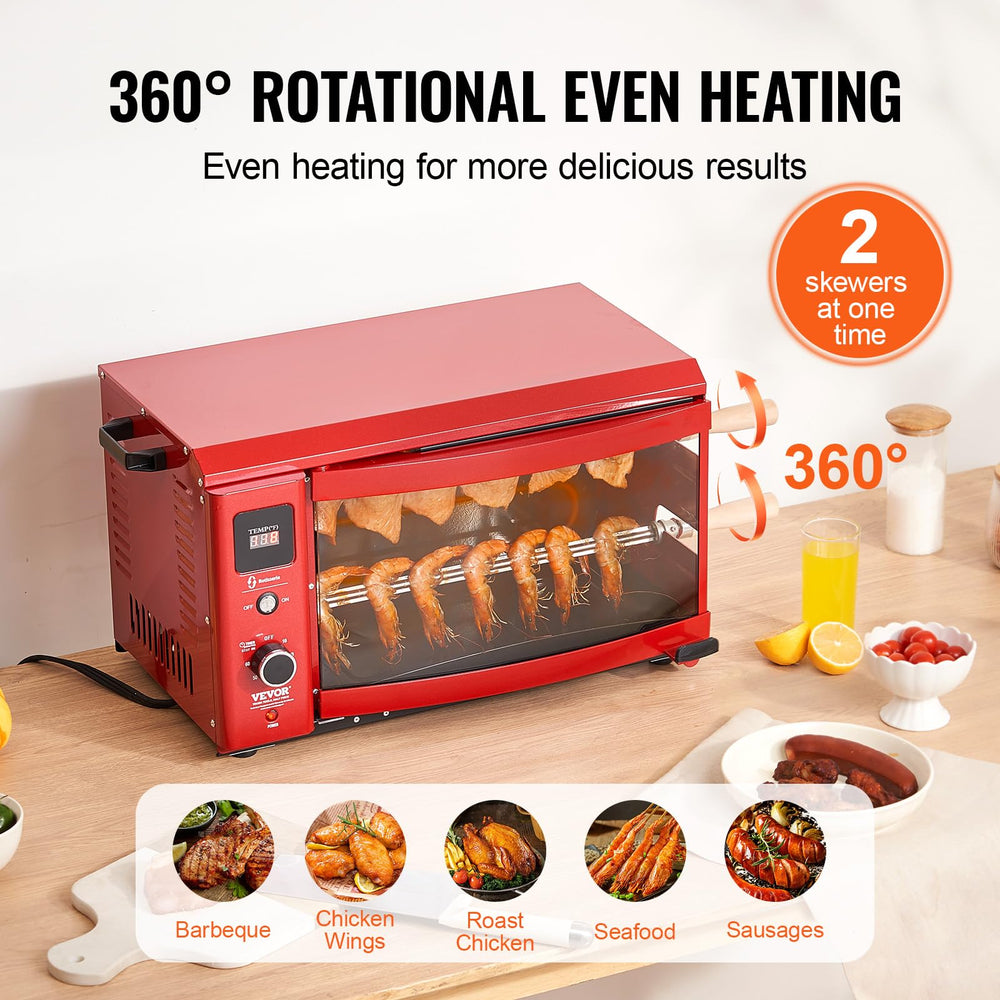 VEVOR skewers and rotisserie fork included for versatile meat preparation