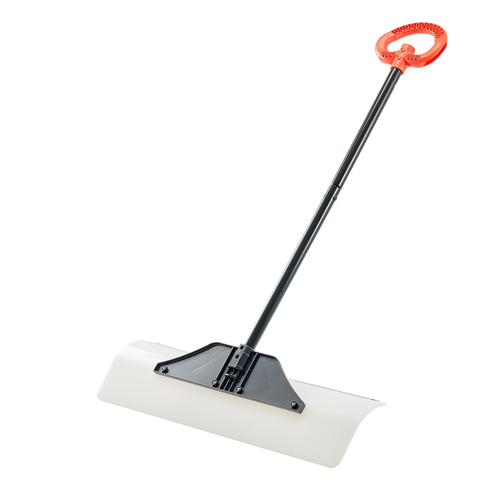 VEVOR snow pusher on a winter porch demonstrating versatile use around the home