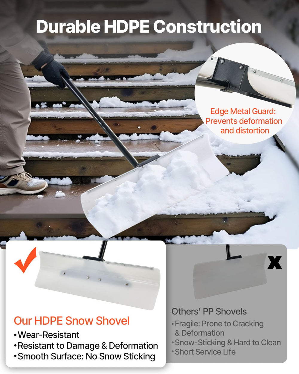 VEVOR metal edge detail that protects the blade against scraping and extends durability