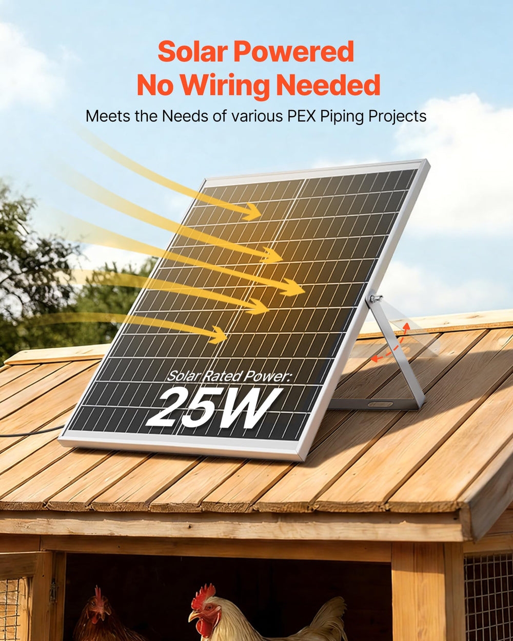 VEVOR adjustable solar panel angle demonstrating optimal sun alignment for improved performance