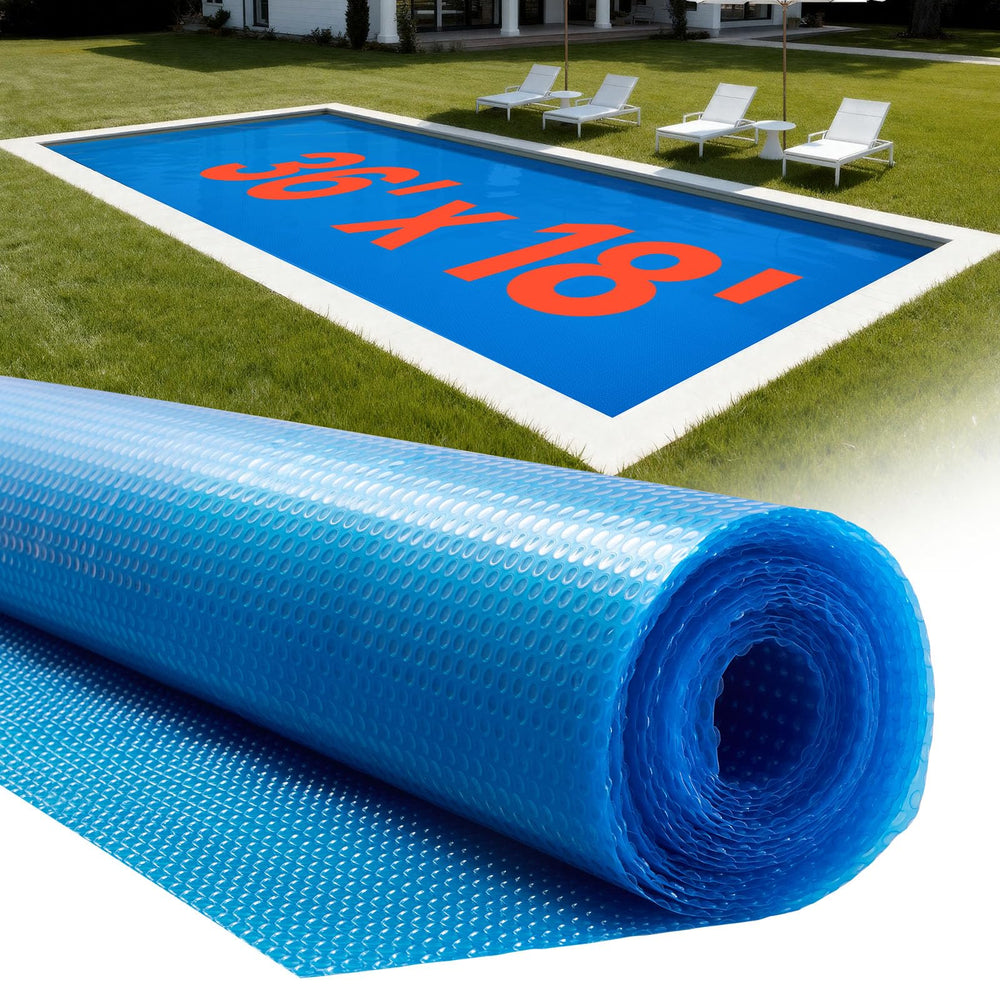 VEVOR solar pool cover front view showing full coverage and easy handling