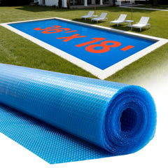 VEVOR solar pool cover front view showing full coverage and easy handling