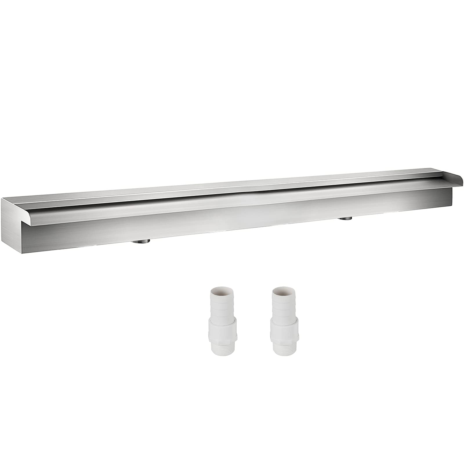 VEVOR front view of spillway showing full 59.1" width and polished finish, highlights elegance