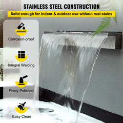 VEVOR side profile of waterfall blade, demonstrates slim design and smooth water flow