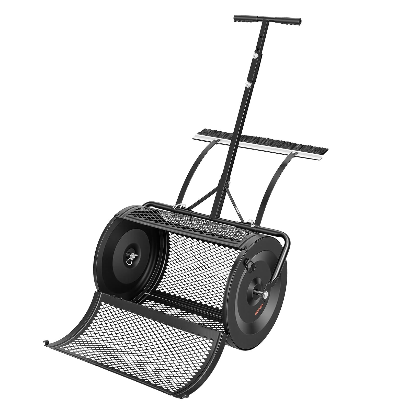 VEVOR spreader size comparison with tape measure showing dimensions and capacity