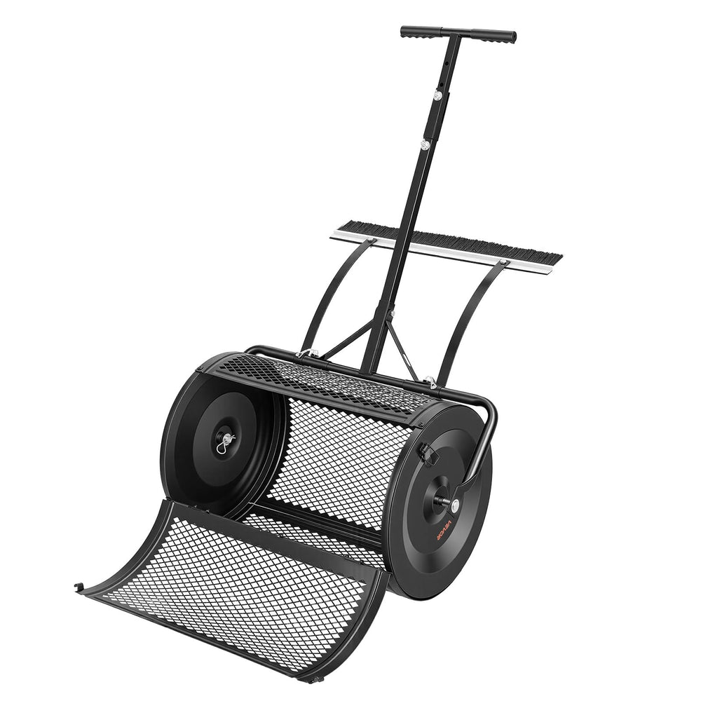 VEVOR spreader size comparison with tape measure showing dimensions and capacity