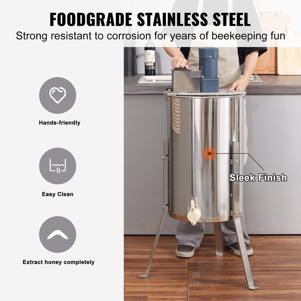 VEVOR polished stainless steel drum detail for easy cleaning and food safety
