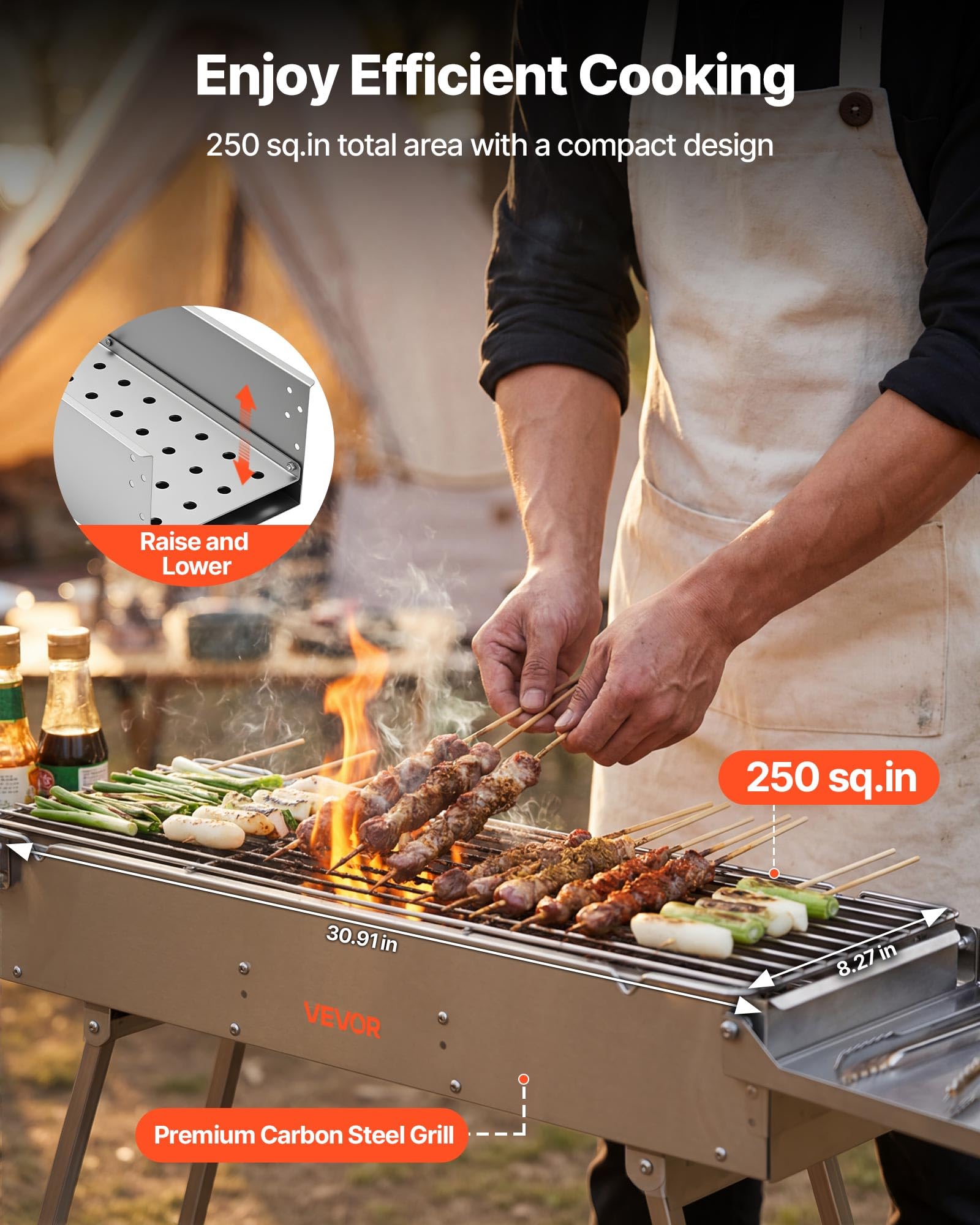 VEVOR brushed stainless-steel body close-up showing durable surface and easy cleaning
