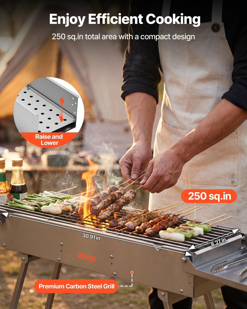 VEVOR brushed stainless-steel body close-up showing durable surface and easy cleaning