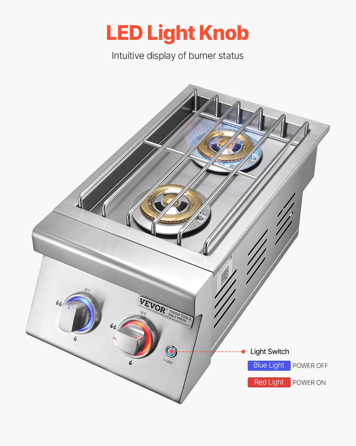 VEVOR stainless steel faceplate detail showing corrosion resistance and polished finish