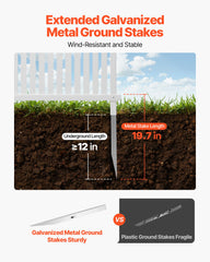 VEVOR galvanized ground stake connection demonstrating secure wind resistance