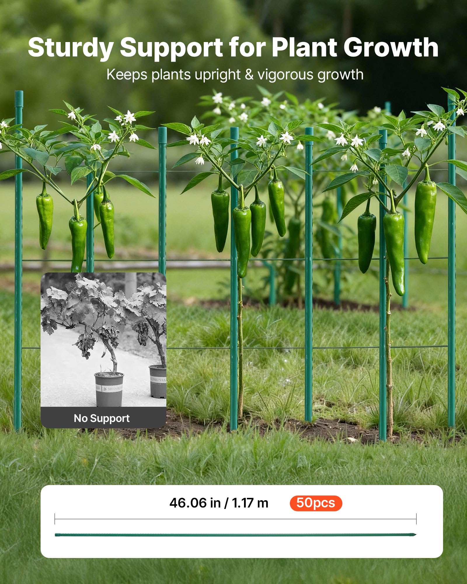 VEVOR pointed tip close-up for easy soil insertion and secure anchoring
