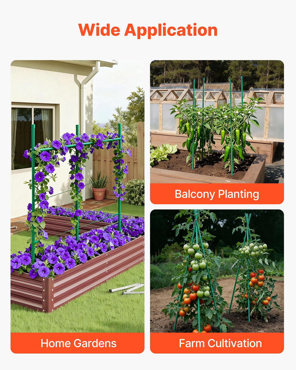 VEVOR pyramid stake setup in a garden bed preventing tipping and leaning