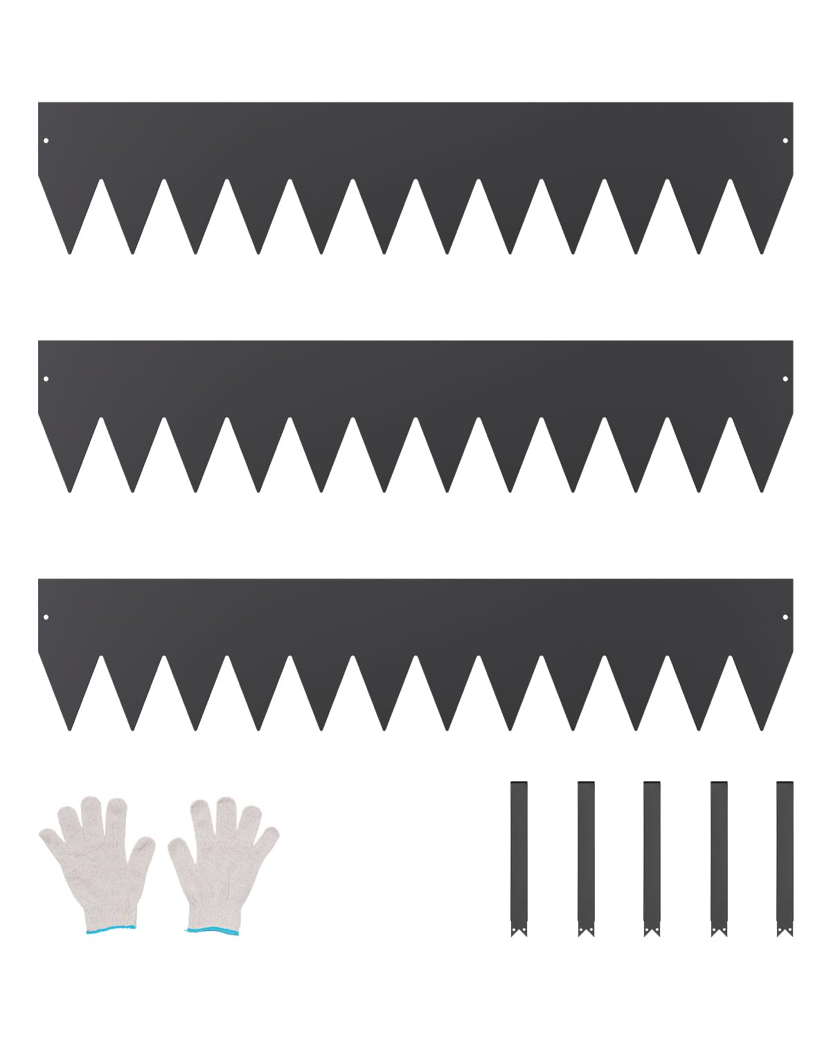 VEVOR front view showing three 40×8 inch edging strips, durable and neat