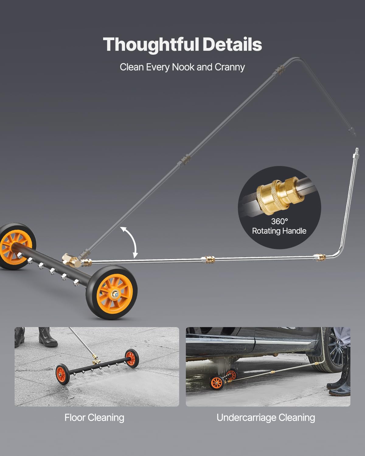 VEVOR straight extension rod handheld showing ergonomic reach benefit