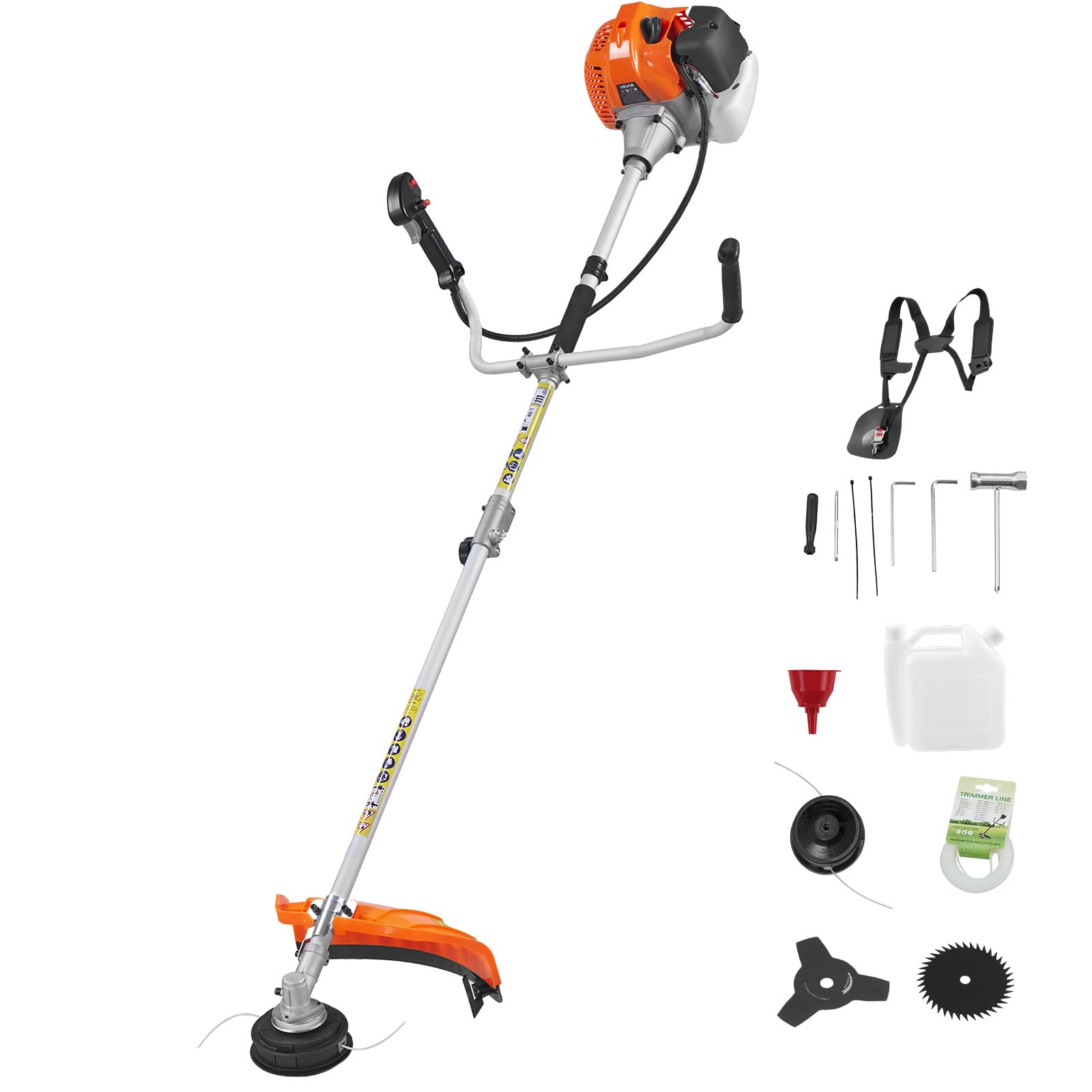 VEVOR string trimmer front profile showing whole tool and benefit of full coverage