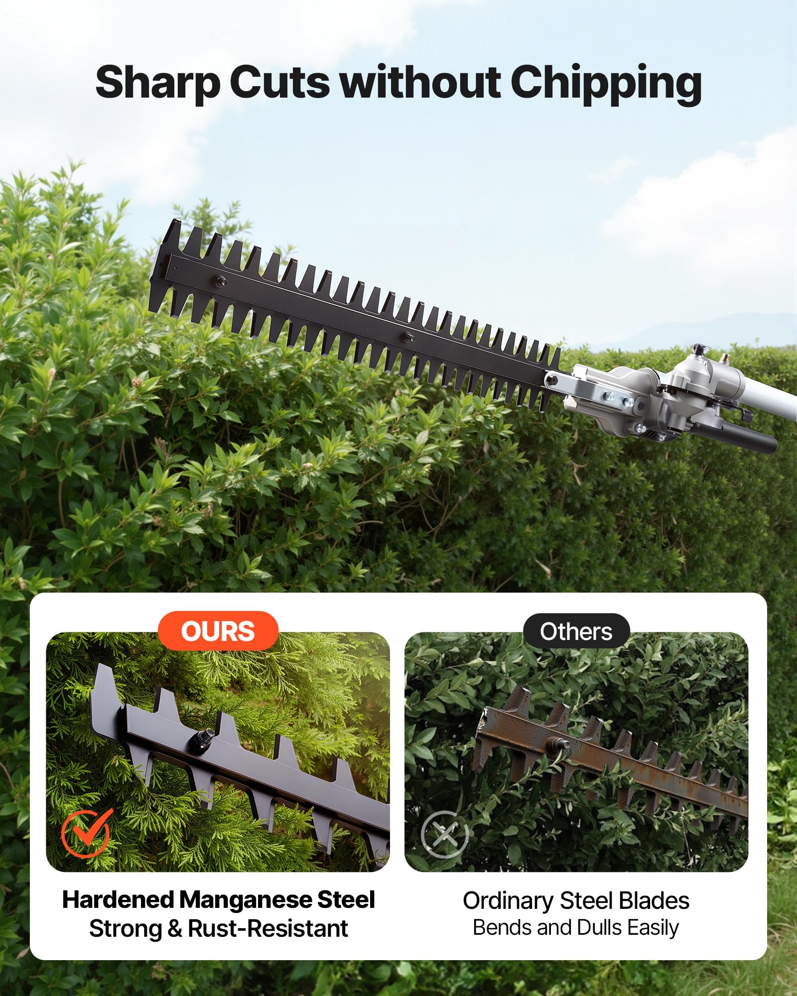 VEVOR string trimmer head cutting grass demonstrating efficient line trimming