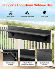 VEVOR bracket close-up showing stainless steel clamp and pad protecting railing for stability