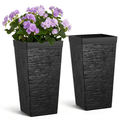 VEVOR front view of black 23-inch planter showing modern tapered profile for curb appeal