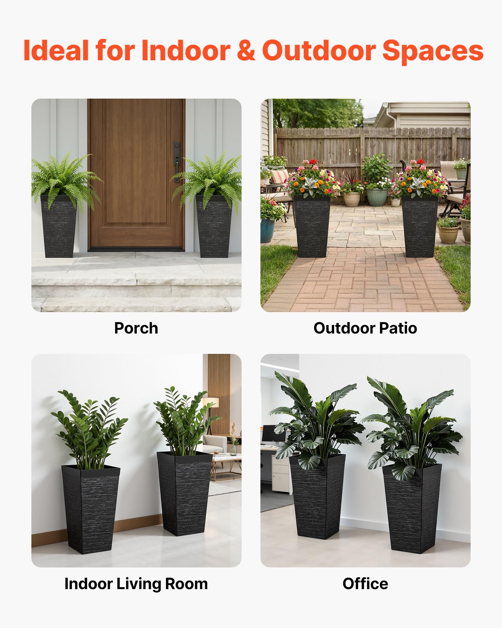 VEVOR planter styled on a front porch showing elegant contrast and low-maintenance appeal