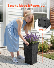 VEVOR casters underneath planter illustrating effortless mobility for seasonal repositioning